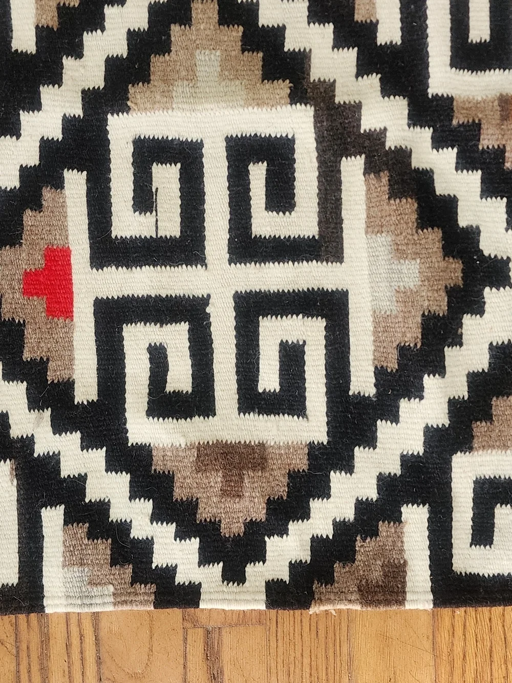 Woven Geometric Black & White Accent Throw Rug with Multicolor Accents 59
